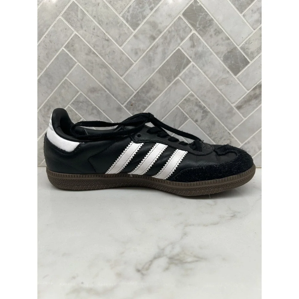 Adidas Samba‎ OG Sneakers Mens Size US 4 Black Leather Classic Lace Up Shoes